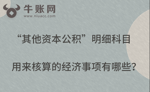 “其他资本公积”明细科目用来核算的经济事项有哪些？