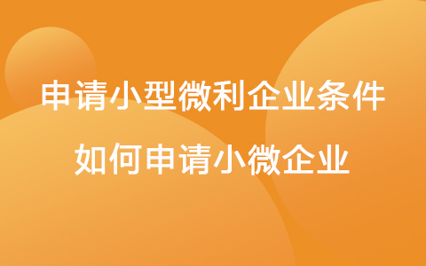 申请小型微利企业条件 如何申请小微企业