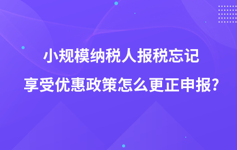 小规模纳税人报税忘记享受优惠政策怎么更正申报?