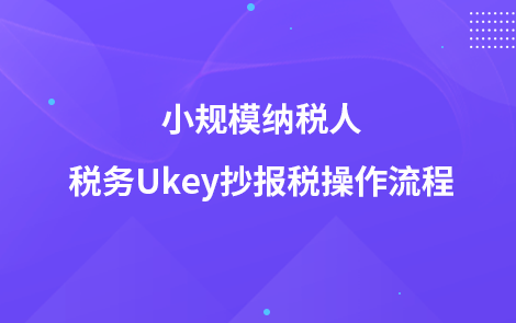 小规模纳税人税务Ukey抄报税操作流程
