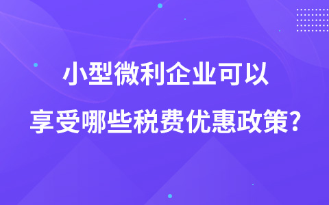 小型微利企业可以享受哪些税费优惠政策?