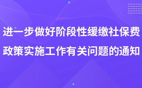 关于进一步做好阶段性缓缴社会保险费政策实施工作有关问题的通知