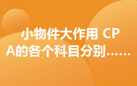 【小物件大作用】CPA的各个科目分别有什么作用？