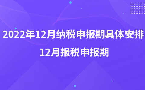 2022年12月纳税申报期具体安排 12月报税申报期