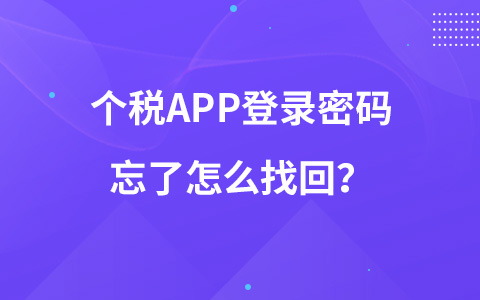 个税APP登录密码忘了怎么找回？