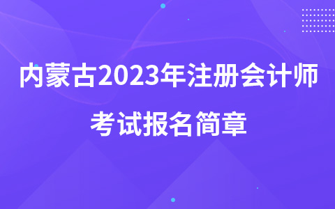 内蒙古2023年注册会计师考试报名简章