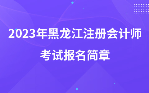 2023年黑龙江注册会计师考试报名简章