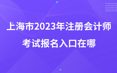 上海市2023年注册会计师考试报名入口在哪