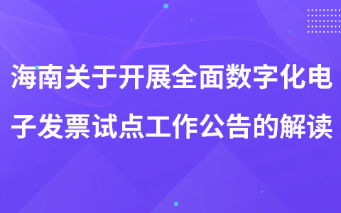 海南关于开展全面数字化电子发票试点工作公告的解读