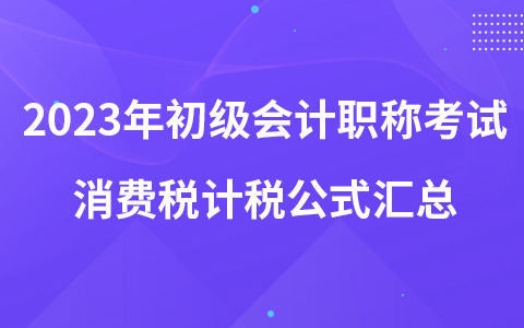 2023年初级会计职称考试消费税计税公式汇总