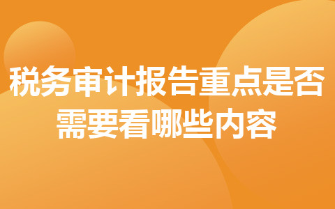 税务审计报告重点是否需要看哪些内容