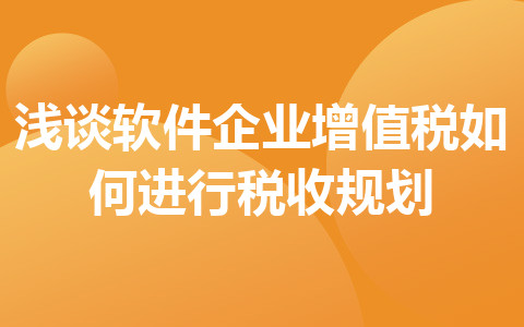 浅谈软件企业增值税如何进行税收规划